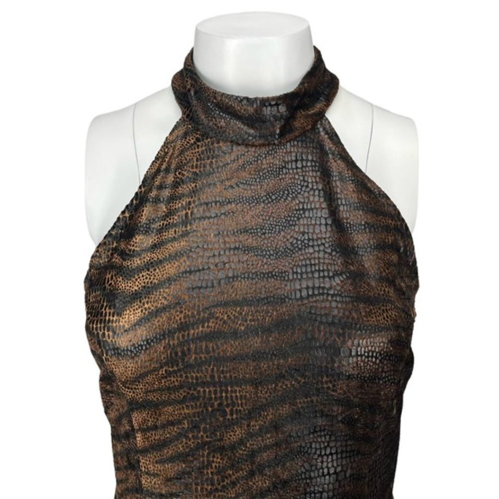 ALGO Animal Print Scale Sheen Maxi Dress Sz Small Petite - Picture 2 of 7